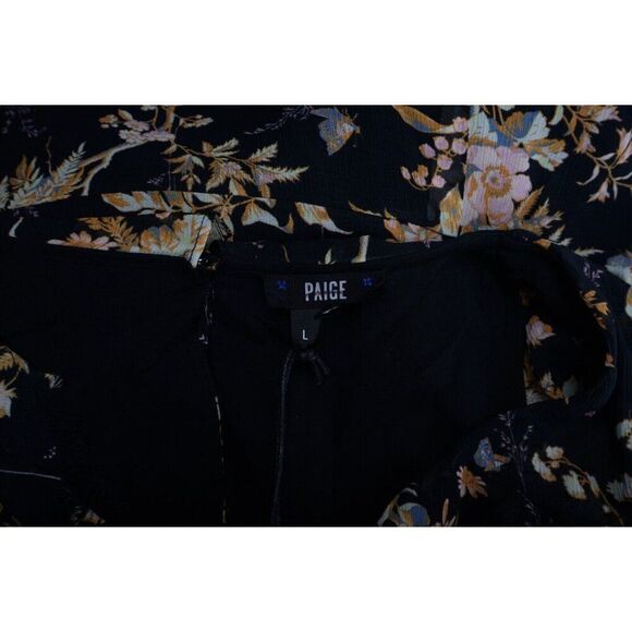 Paige Womens Tia Silk Dress L Multi-Color Black Floral NWT - Picture 6 of 6